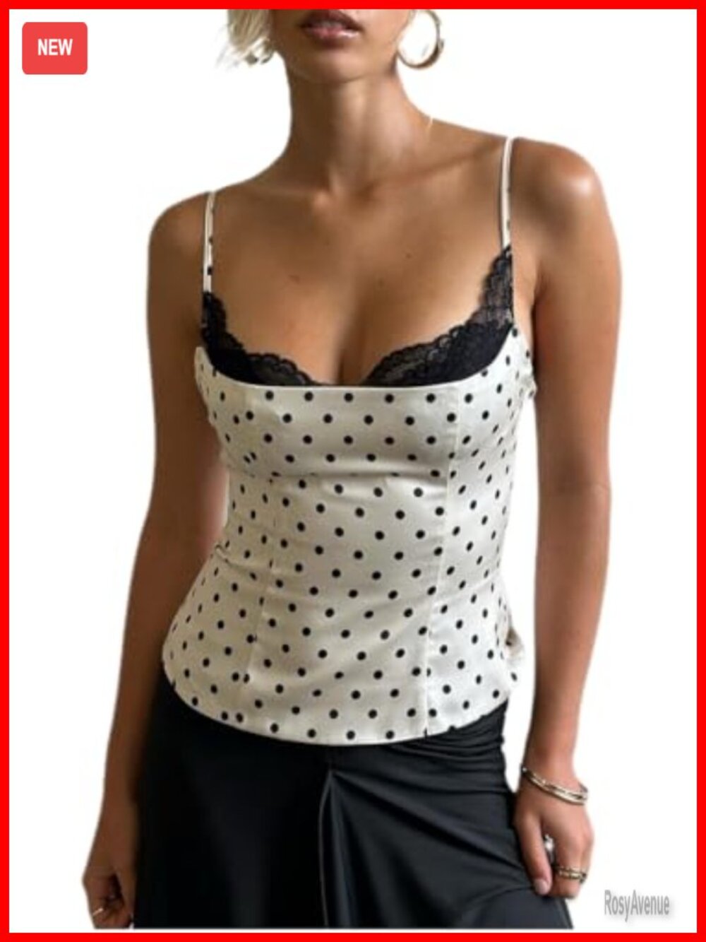 Lace Trim Tank Top Adjustable Strap Corset Going Out Top